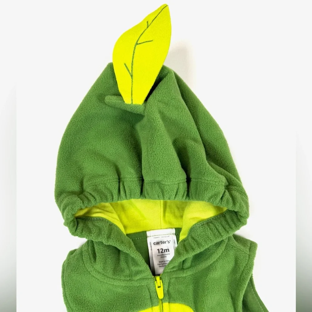 CARTER'S Unisex Baby Avocado Fleece‎ Zip Up Halloween Costume Outfit Size 12M - Picture 5 of 8